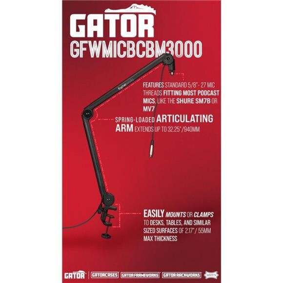 Deluxe Desk-Mounted Broadcast Microphone Boom Stand For Podcasts & Recording - Picture 6 of 7